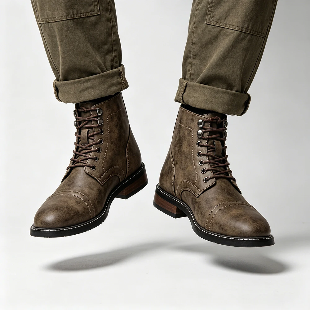 

Leather Boots Casual Brand Retro 2026 Fashion Comfortable Boots Shoes Man