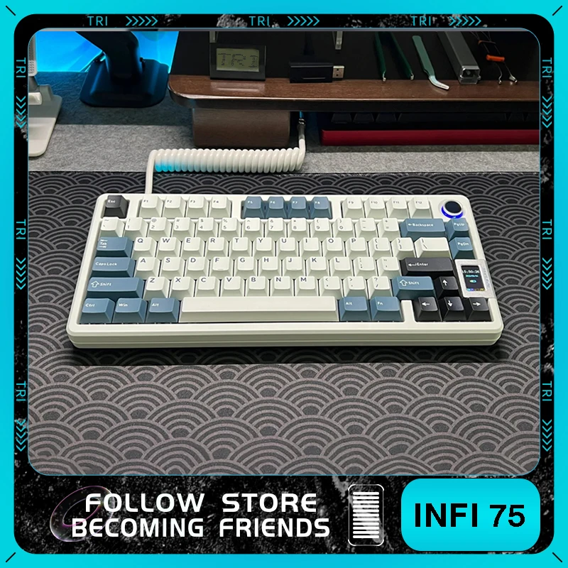 

INFIVERSE INFI75 Mechanical Keyboard Custom Screen Multifunctional Knob Three Mode RGB Gaming Keyboard Hot Swap Gasket Pc Gamer