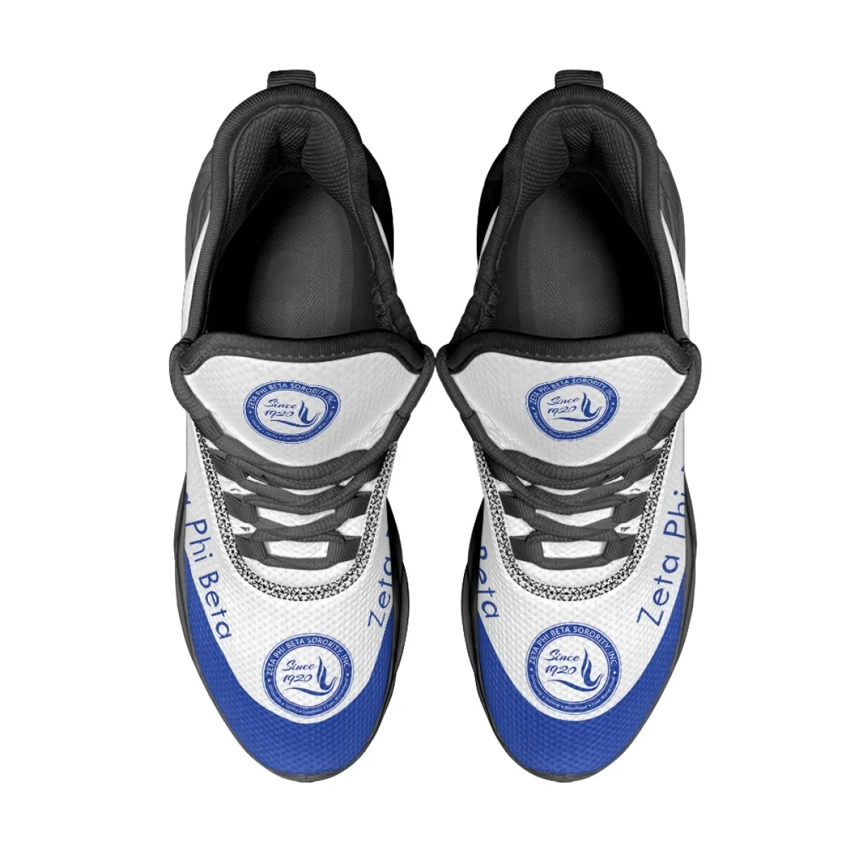 Blue White Zeta Phi Beta Pattern Female Men Autumn Winter Tennis Shoes Shock Absorption Lightweight Lace Up Breathable Sneakers