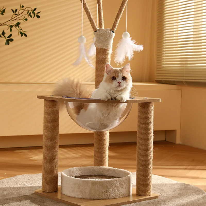 

Luxury Cat Tree Tower with Integrated Bed Large Sisal Scratcher Toy and Shelf Supplies for Wholesale
