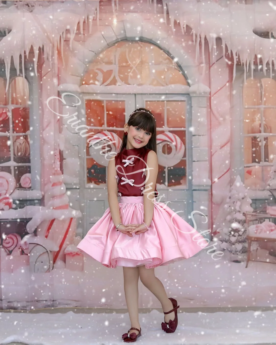 Flower Girl Dress for Wedding Sleeveless Satin Bow Puffy Elegant Kids Birthday Party Dress First Communion Gown Custom