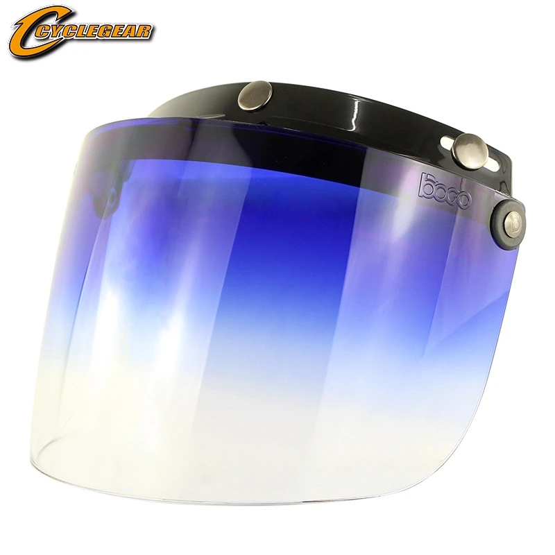 CYCLEGEAR-Motocicleta Open Face Capacete Viseiras, Bubble Mirror, 3 Tipo Botão, Lentes Retro, Escudo Acessórios