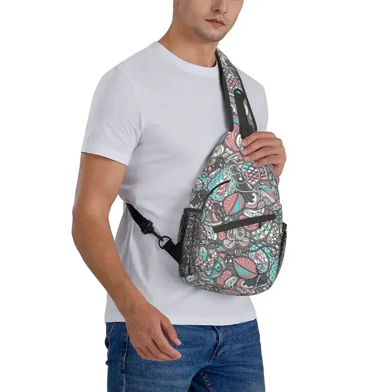 Sac à Dos à Motif de Cachemire pour Homme, Sacoche de Poitrine Personnalisée avec Motif Floral et Fleur