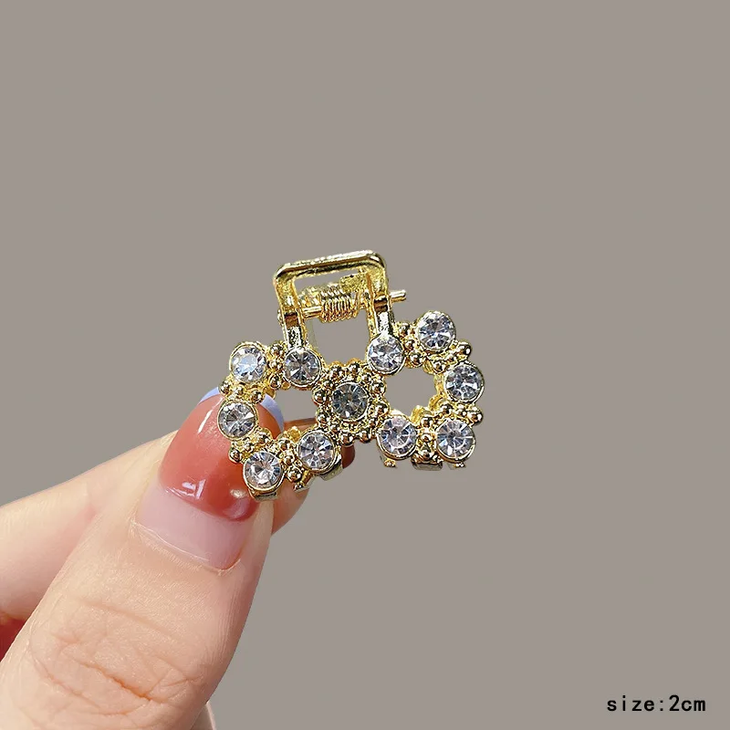 2026 5pcs Luxury Pearl Rhinestone Mini Hair Claw Clips Cute Bow Planet Star Hollow Small Hair Catch Barrettes Elegant Metal Hair Accessories for Women Girls Half Up Hairstyle Daily Wedding Party Decor Gift