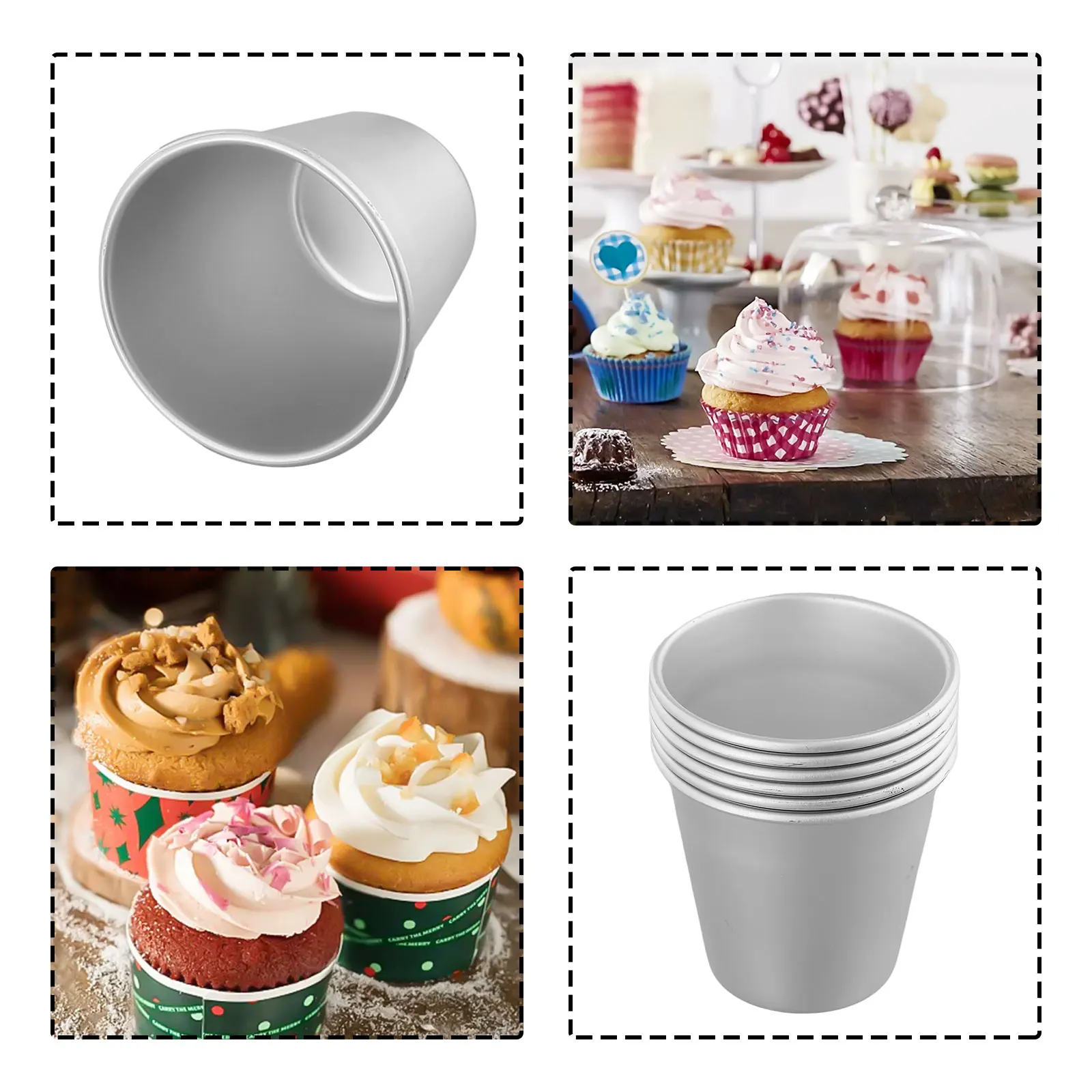 Baking Cups in Pack Of Six Made From Aluminum Perfect For Creating Individual Treats Such As Cupcakes And Jello