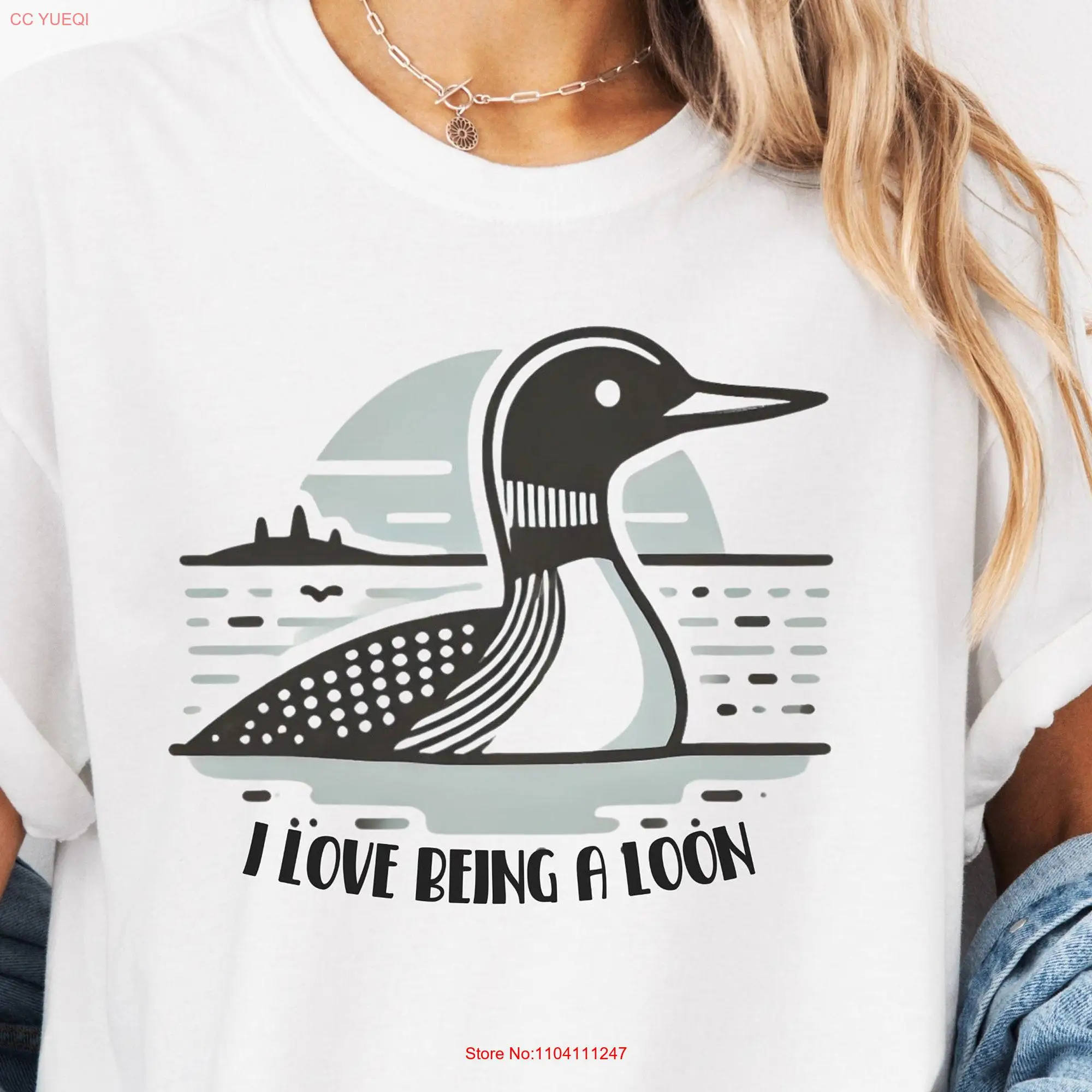 Cartoon Loon Bird T Shirt Comfort Color for Lovers Minimalist Design Nature Funny Christmas long or short sleeves