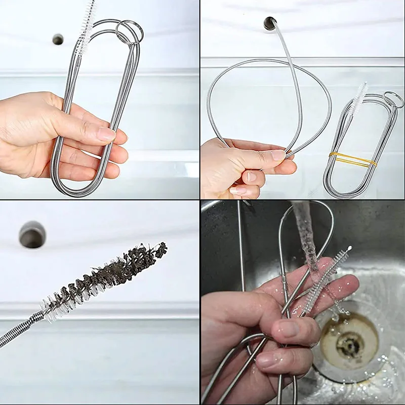 Refrigerator Drain Dredge Clean Set Fridge Hole Cleaner Long Flexible Scrub Brush Home Suction Syringe Clean Device Pipe Cleaner