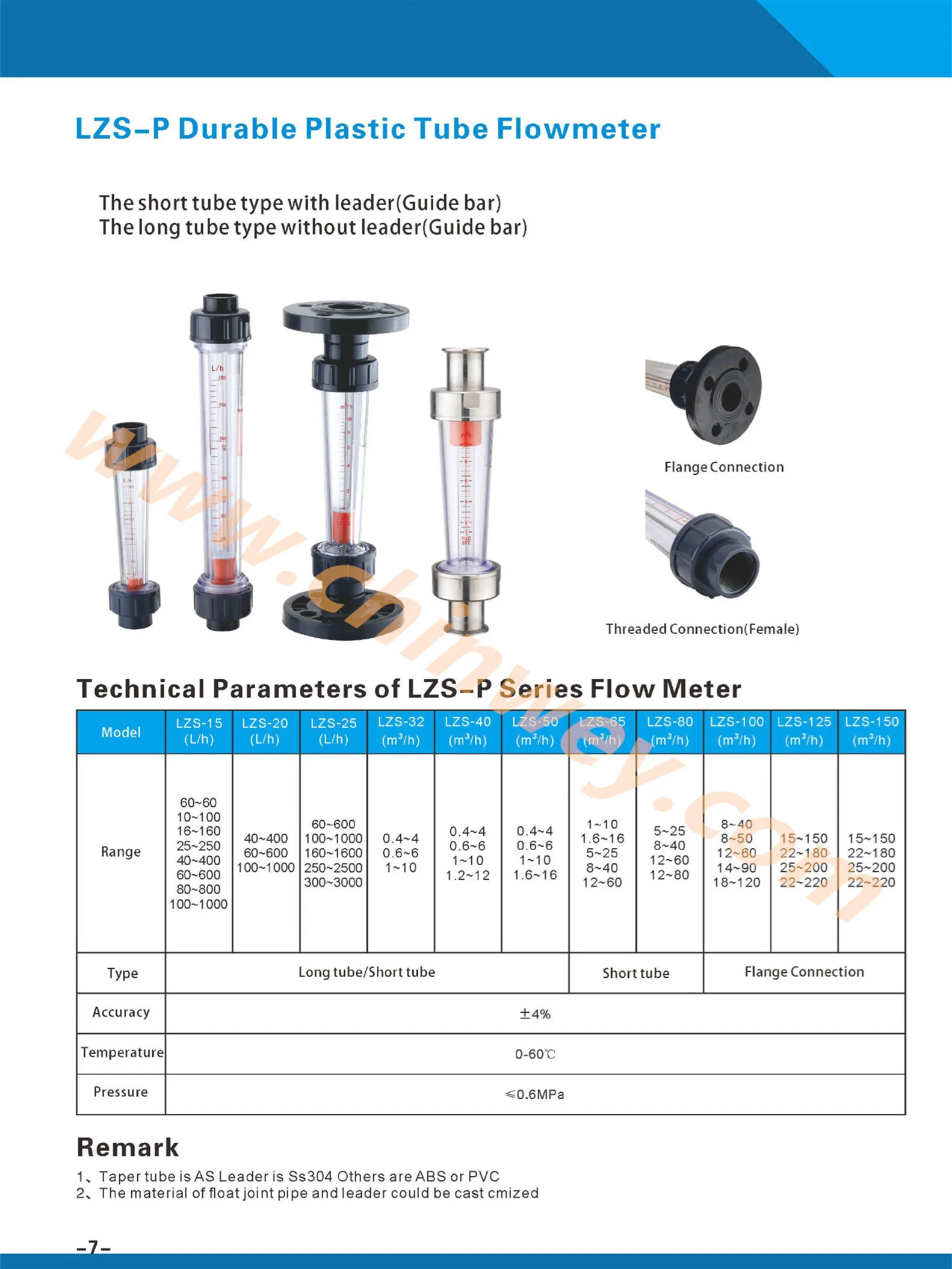 Imagem -04 - Medidor de Fluxo Rotâmetro de Série de Tubo de Plástico com Flange Refletor