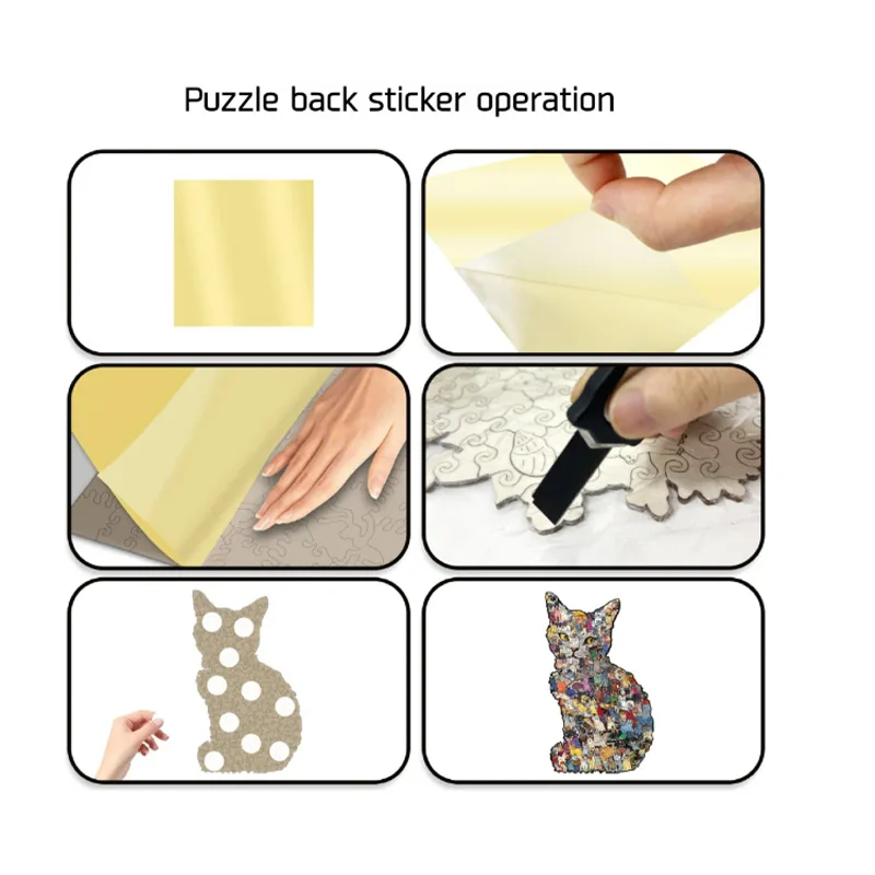 194 elementy Drewniane Puzzle Kocie Puzzle Nieregularne Elementy Układanka Gra Prezent na Urodziny Boże Narodzenie dla Miłośników Kotów Skarbonka Dekoracja Domu