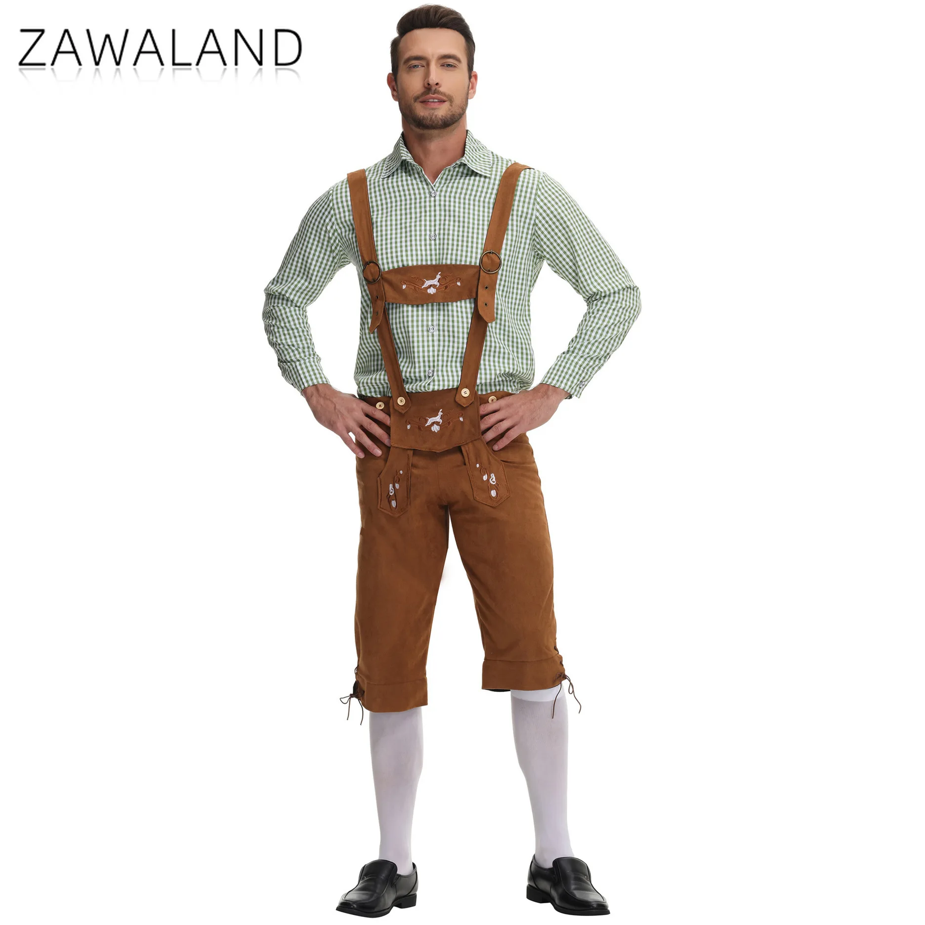 

The Munich Oktoberfest Overalls‌ for Men German Beer Festival Dungarees‌ Halloween Performance Vintage Shirt Cosplay Costume Set