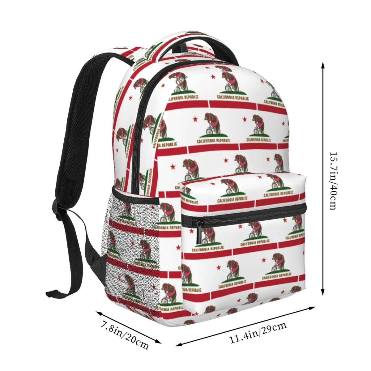 California State Flag Backpack Student BookBag Kids School Bag Laptop Shoulder Bags for Men Women