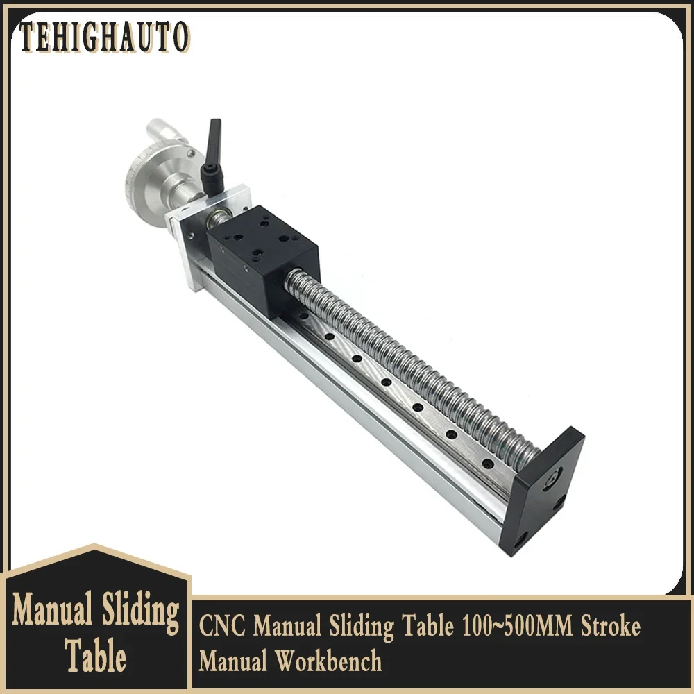 CNC Manual Sliding Table  Ballscrew SFU1204/1605/1610 100~1000MM Stroke Manual Workbench Linear Guide Rod Optical Axis Stage