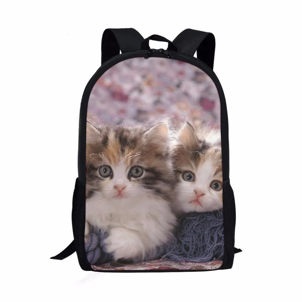 Gato bonito/gatinho 3d impressão crianças sacos de escola para meninos meninas estudantes da escola saco de livro mochila casual crianças bookbag