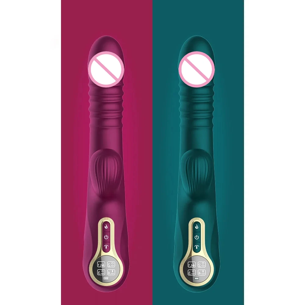 Women Retractable Vibrator Dildo Fast Piston Heating Sucking Tongue Licking G-Spot Nipple Vagina Masturbator Sex Toys for Couple