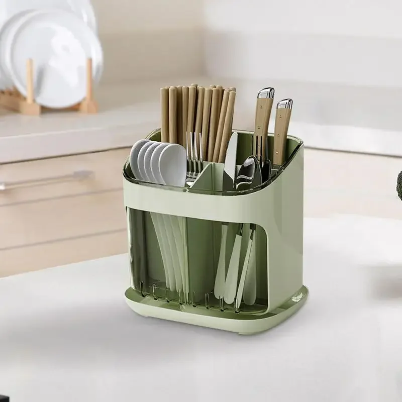 Utensil Holder Cutlery Drainer Kitchen Tableware Storage Bucket Plastic Chopstick Spoon Storage Rack Detachable Kitchen Tools