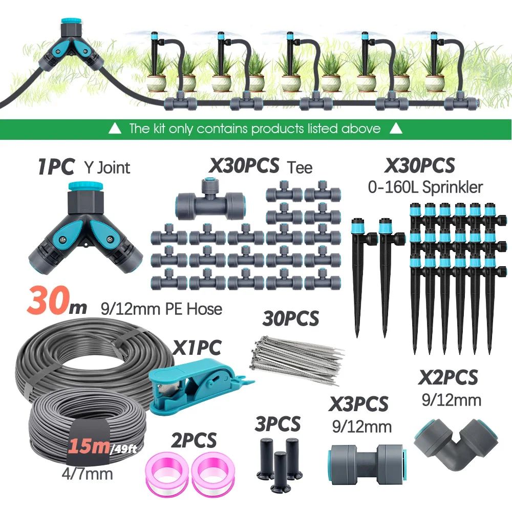 3/8" Bubbler Tuinirrigatiebesproeiingssysteem 9/12 mm PE-slang 360 °   Verstelbare sprinkler Tee Quick Connect druppelbewateringssproeiers - afbeelding 1
