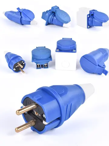 EU. Industrial Plug  fly Socket SCHUKO waterproof 2PIN 16A IP44 IP54 Concealed/Wall Surface Mounted Socket 200V 250V MALE FEMALE