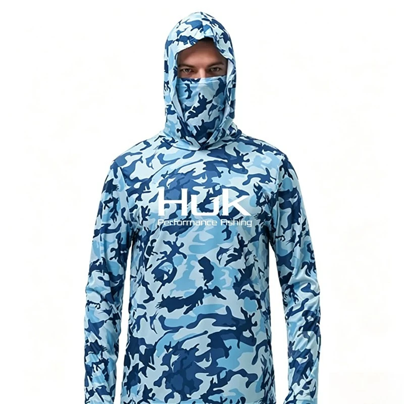 

2026Fishing Shirts UPF 50+ Face Cover Fishing Clothes Sun Uv Protection Camouflage Hoodie Men's Face Mask Jersey 2026