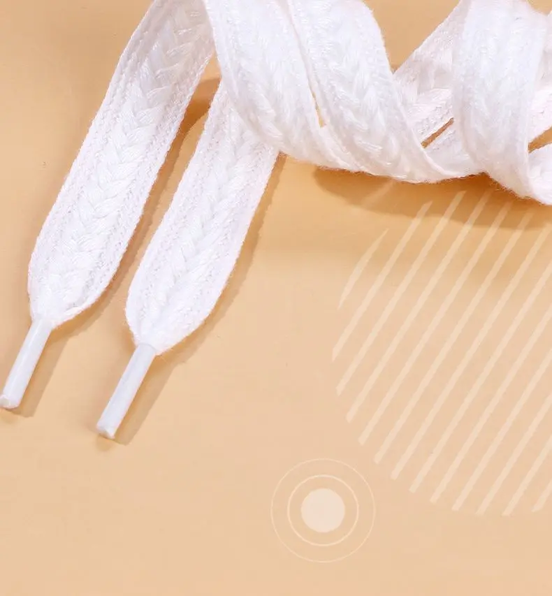Flache Weizenkolben-Schnürsenkel für Sneaker, gedrehte Zöpfe, Marshmallow-farbene, bunte Schnürsenkel, Baumwoll-Canvas, strukturiertes Gewebe, klassische Schuhbänder – Detail 4