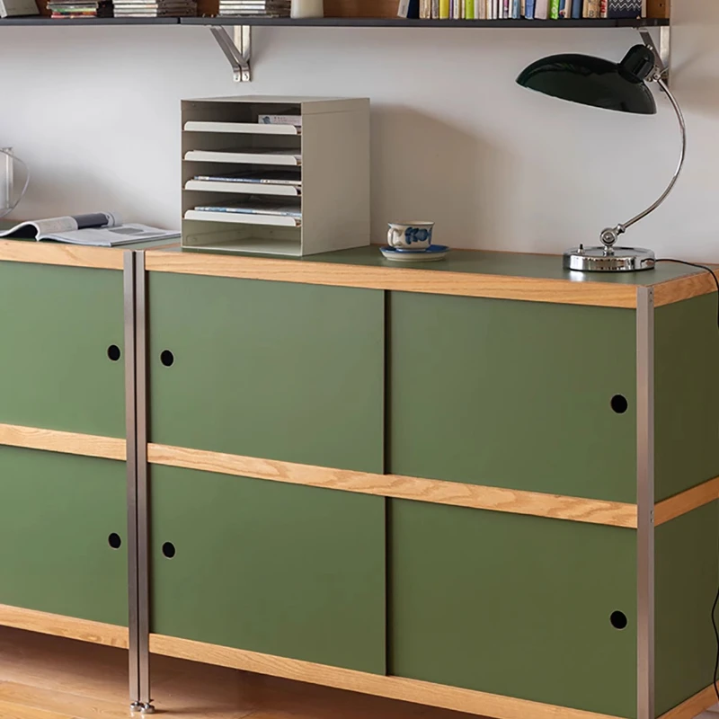 

Nordic Bauhaus retro bookcase sliding door side cabinet storage cabinet