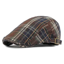 Cotton Stripe Print Newsboy Caps Flat Peaked Cap Men and Women Painter Beret Hats 166