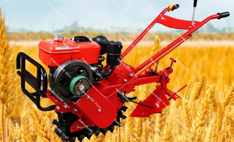 Caterpillar Track Mini-Tiller Diesel SmallRedBull Crawler Small Buckle Flap Ditching Weeding and Fertilization FactoryCultivated