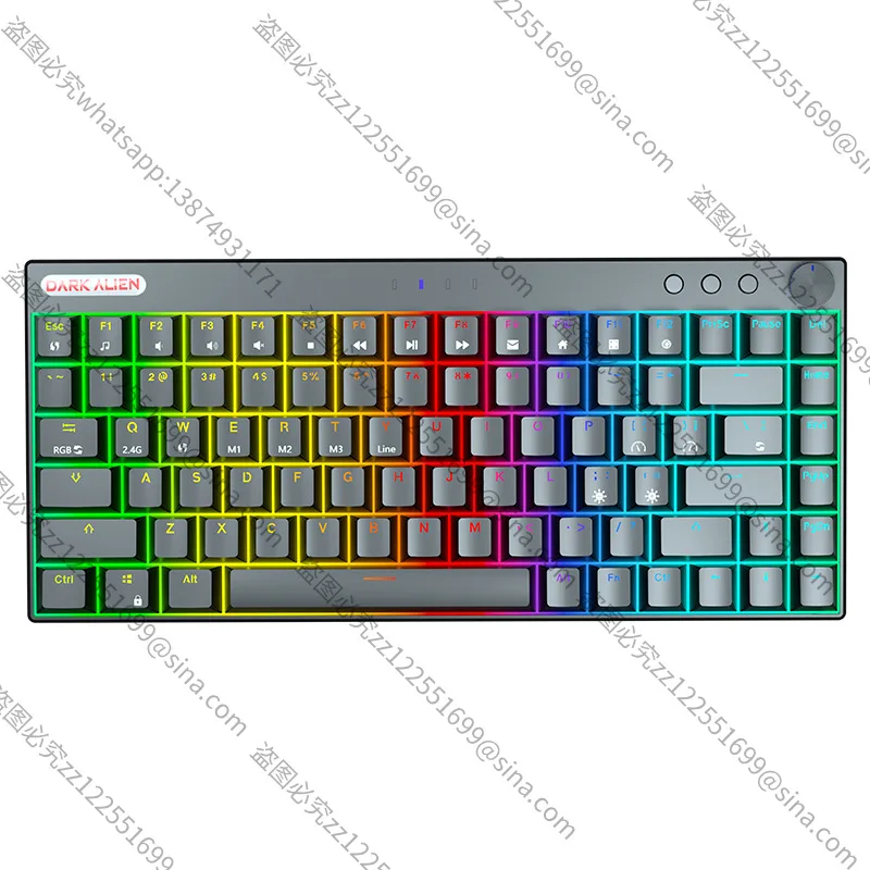 Suitable for Dark AlienK84 Wireless Mechanical Keyboard,Three-mode Wired Computer,Green Axis Bluetooth Gaming MechanicalKeyboard