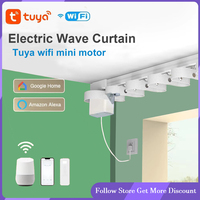 Newest Tuya Wifi Smart Mini Curtain Motor Customizable Ripple Fold S Wave Electric Track Set Cornice Rail Support Alice Alexa