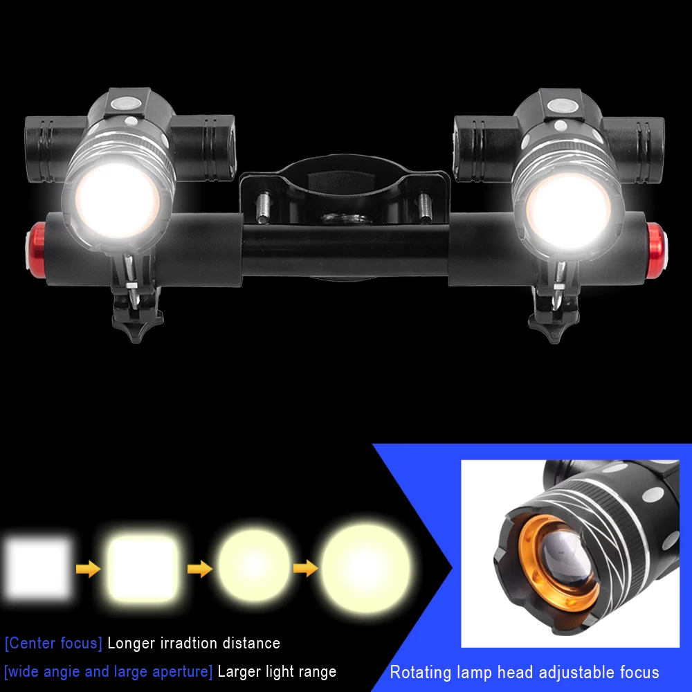 LED Headlight For Ninebot ES1 ES2 ES3 ES4 Electric Scooter Zoomable 1200mAh Battery USB Rechargeable Scooter Front Light Lamp