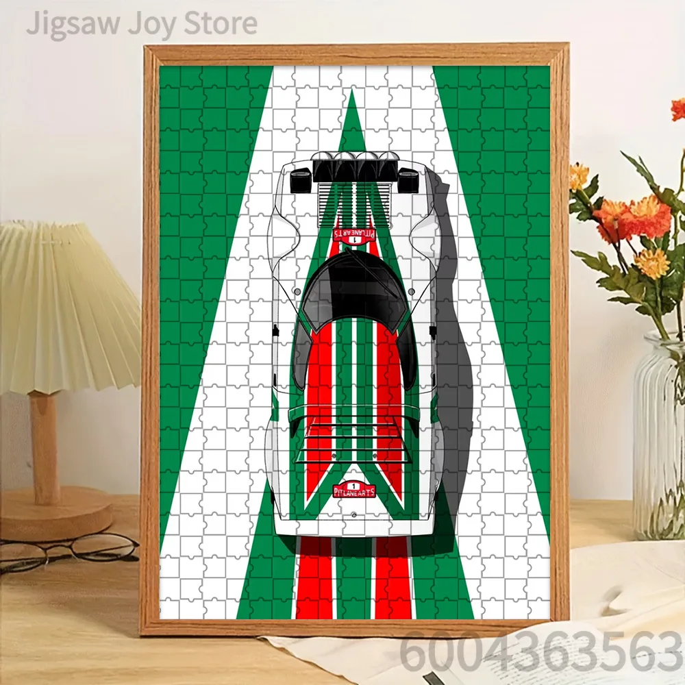 

Бумажный пазл с классическим итальянским дизайном гоночного автомобиля №1, зеленые, красные, белые полосы, художественное оформление, креативное украшение для дома, декор для стен, интерактивный.