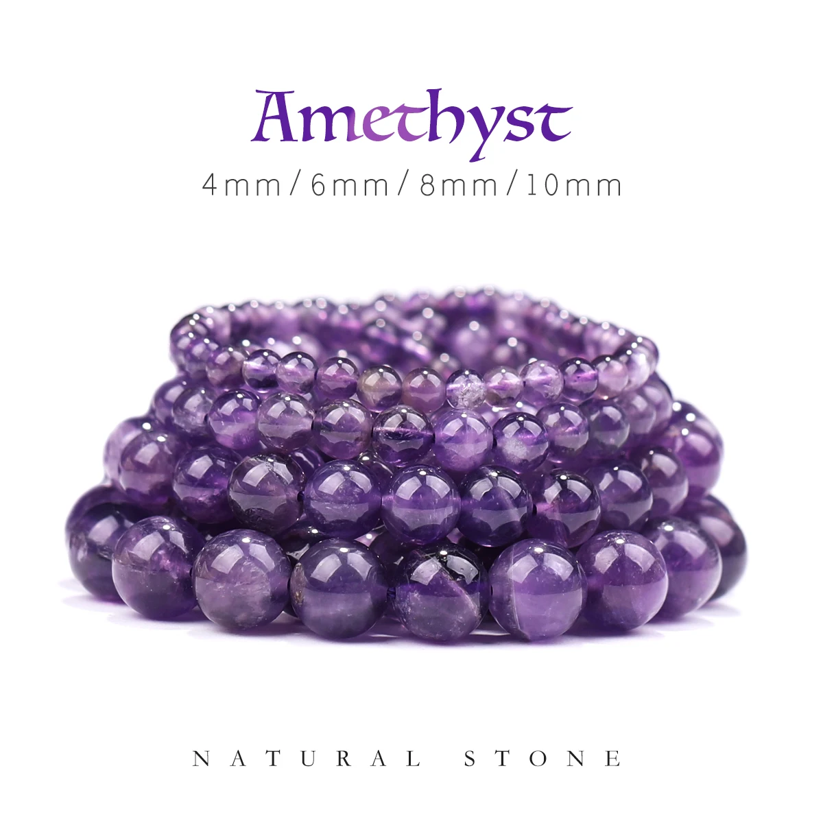 

Natural Stone Amethyst Crystal Beads Round Loose Spacer Bead For Jewelry Making DIY Bracelet Necklace Accessroies