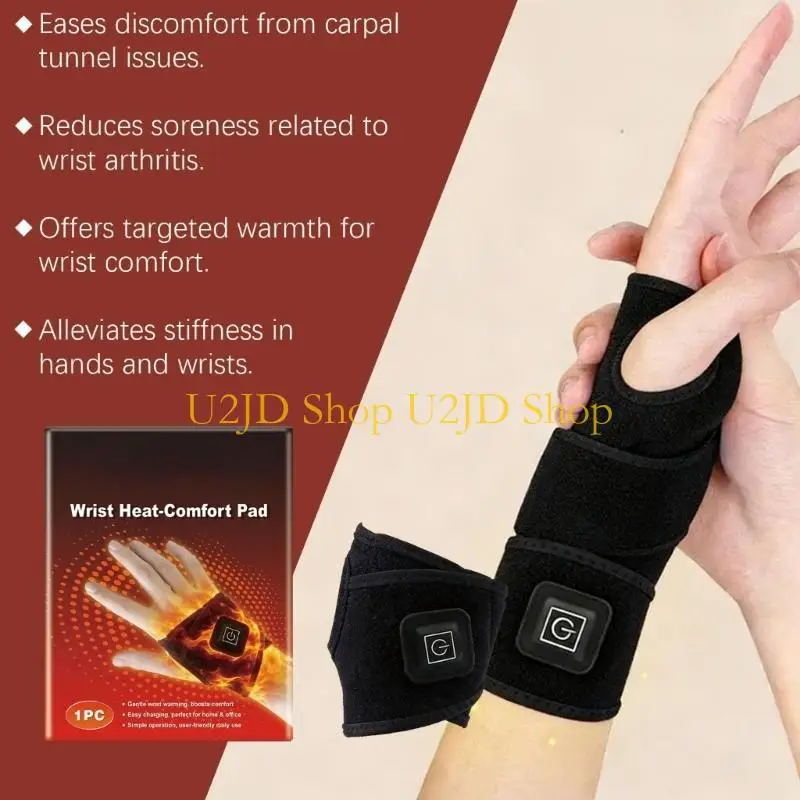 U2JD Adjustable Temperature Heating Wrist Brace for Office Use Delivering Support and Comfort and Soft Material