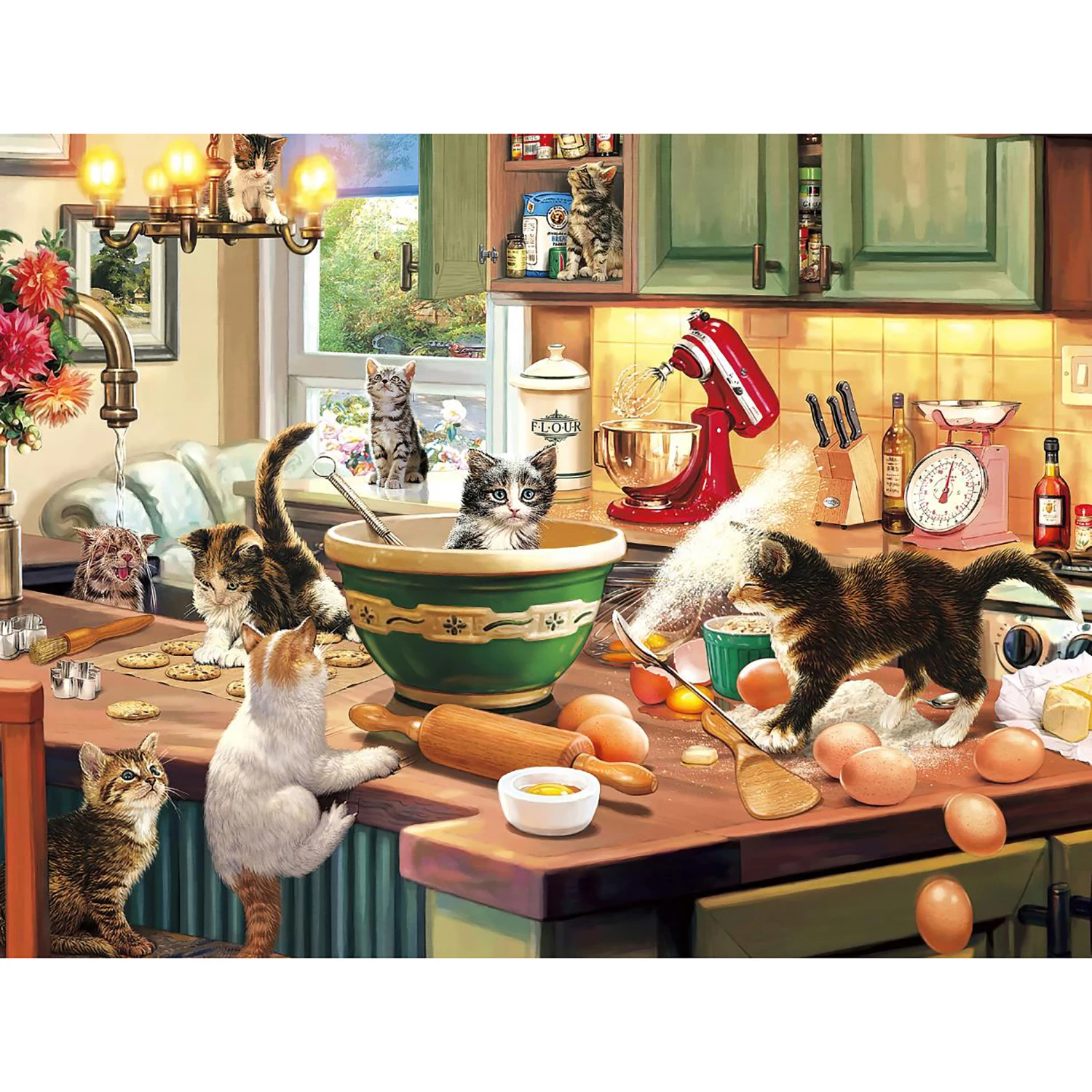 1000 Pieces Kitchen Cat Jigsaw Puzzles for Adults Home Decor Games Family Fun Floor Puzzles Educational Toys for Kids