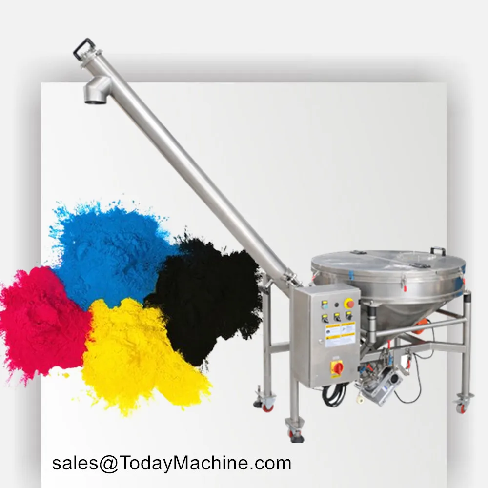 Food Powder Automatic Auger Feeding Conveyor Machine / Vibrating Hopper Inclined Screw Conevyor