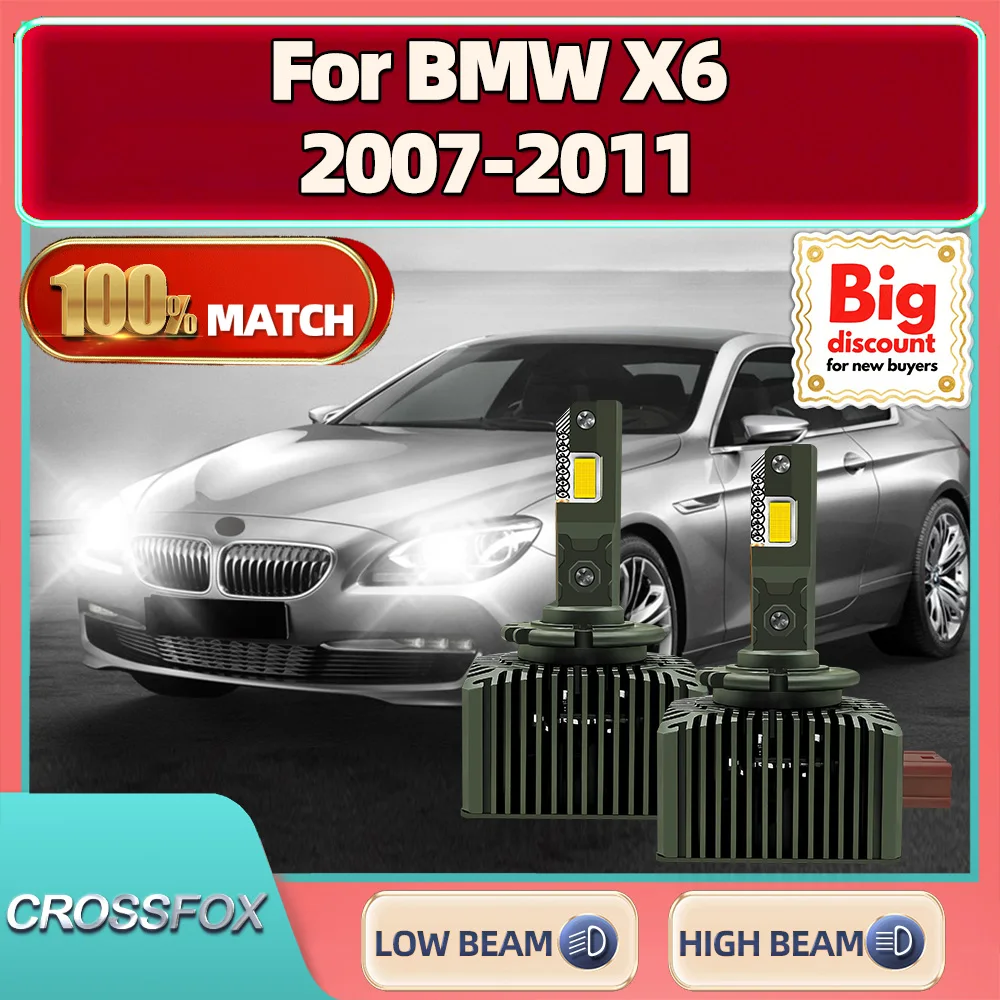 

CROSSFOX для BMW X6 2007 2008 2009 2010 2011 2 шт., 200 Вт, светодиодная ксеноновая фара HID, ампула D1S, замена Canbus, обновление автомобиля