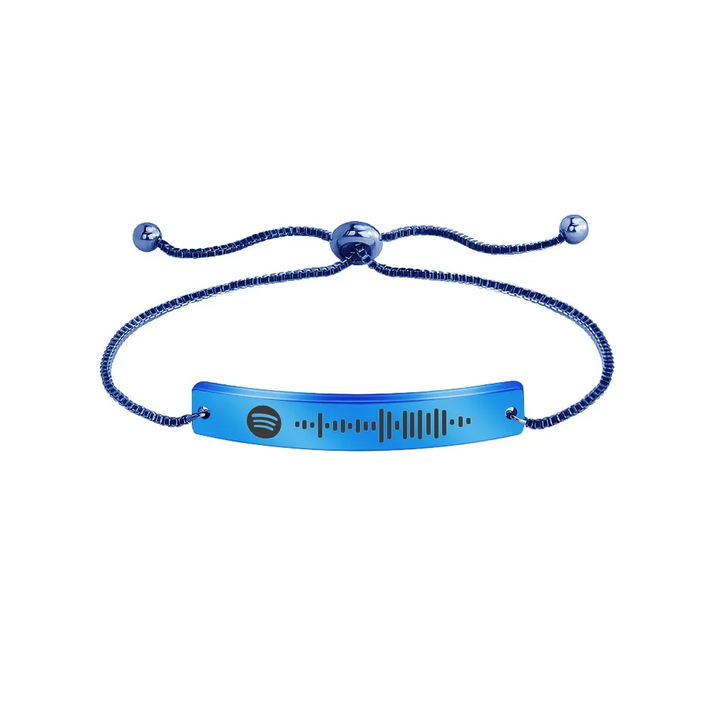 Audio Track Gradient Armbänder Edelstahl gebogene Geometrie Streifen Armband verstellbar Paar DIY Anpassung personalisiert – Detail 11