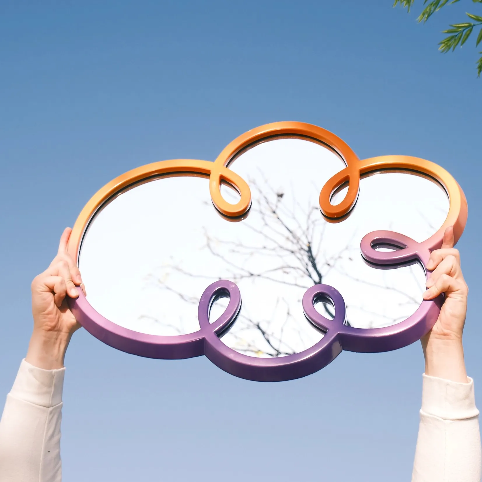 Cartoon Dopamine Color Cloud-Shaped Frame Artistic Decorative Mirror Housewarming Gift Wall-Mounted Ornaments Dressing Mirror