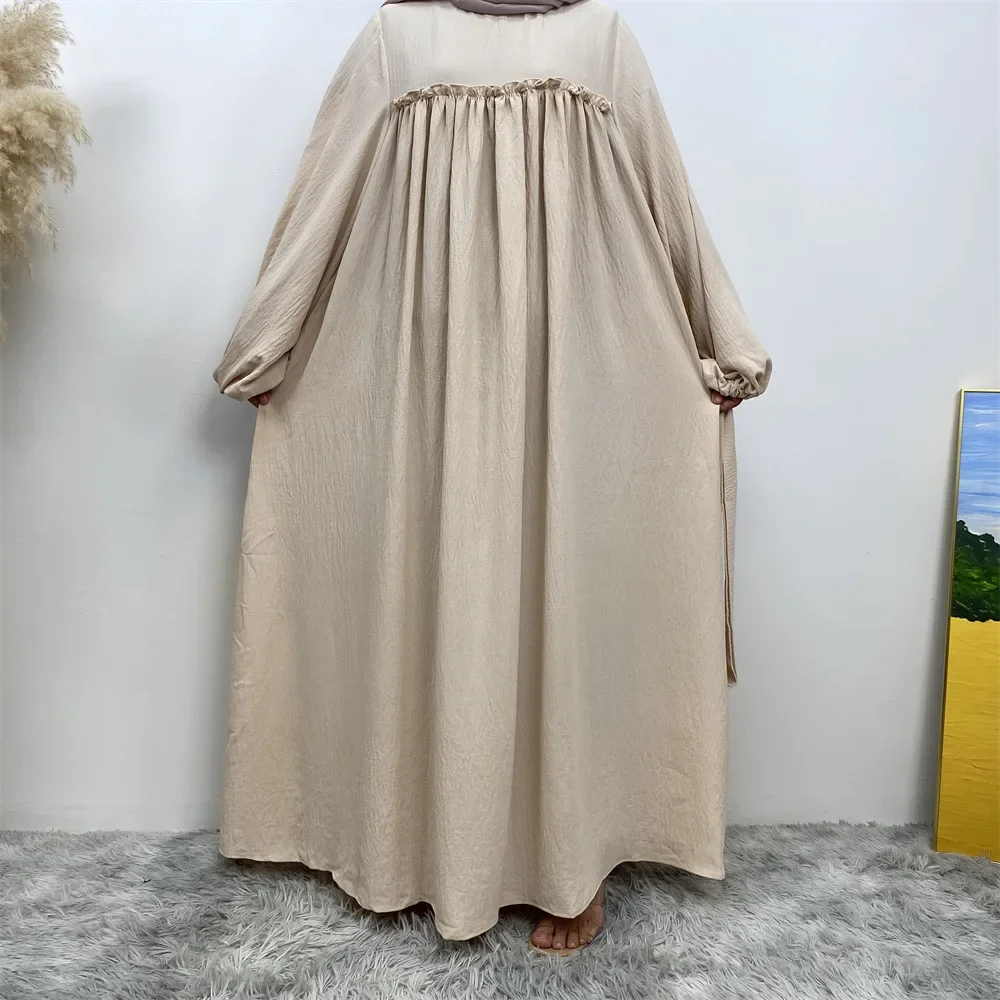 UNI Plain Abaya Kleid Langarm Muslimische Frauen Lose Robe Afrikanische Kleider Islam Dubai Modest Kaftan Eid Gebet Kleidungsstück Jilbab