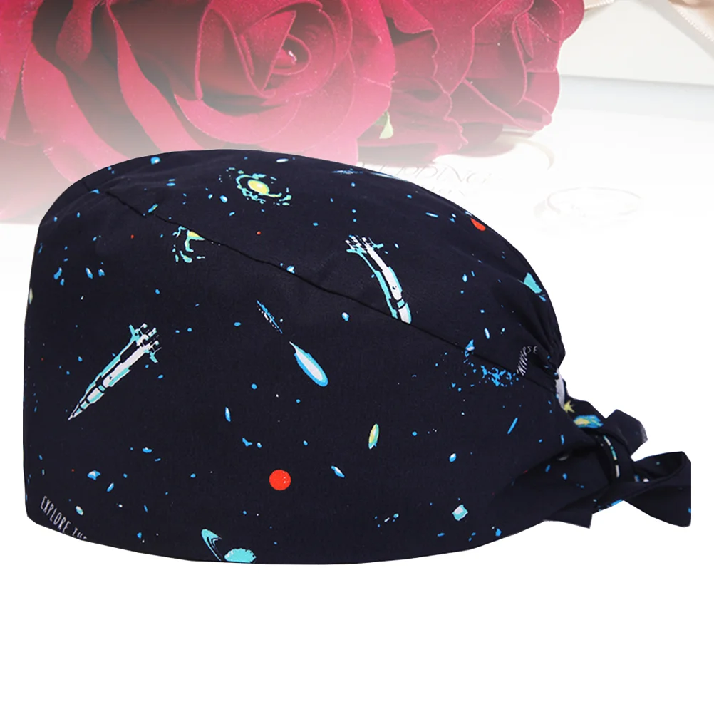 Gorro Bouffant ajustable para hombre, gorro de trabajo con estampado, elástico con botón