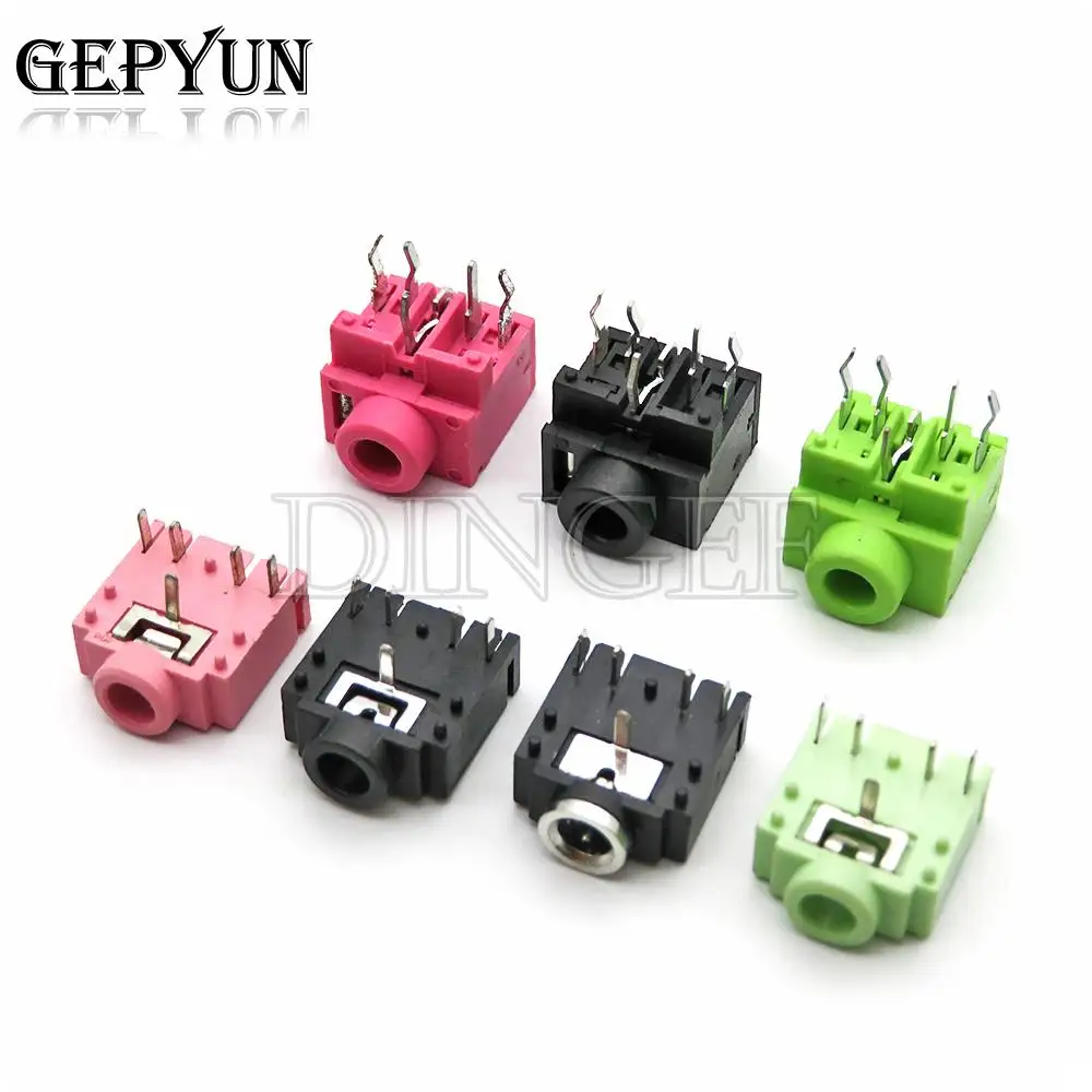 10Pcs 3.5mm 3F07 Dual channel Female Audio Connector 5Pin DIP Headphone Jack Socket pink green blue black Headphone jack