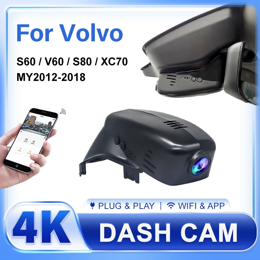 Auto DVR Dash Cam Kamera Für Volvo V60 hybrid Für V60 Cross Country Für V60 T6 S60 T5 XC70 2012-2018 App Control Regen Sensor Draht
