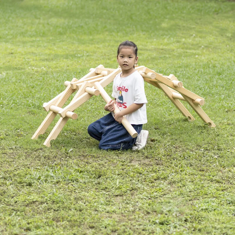 Kindergarten tenon bridge climbing frame sensory integration physical training equipment balance beam carbonized building block