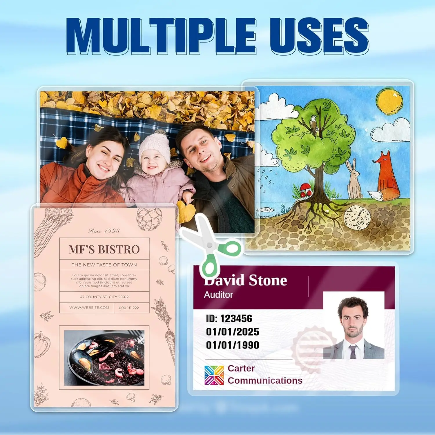 Picture 7: ESHANG A4 Laminating Sleeves, 8.7x12.1 Inch 100-Pack, 0.05mm Clear Plastic Sheets, Waterproof Thermal Pouches for Documents