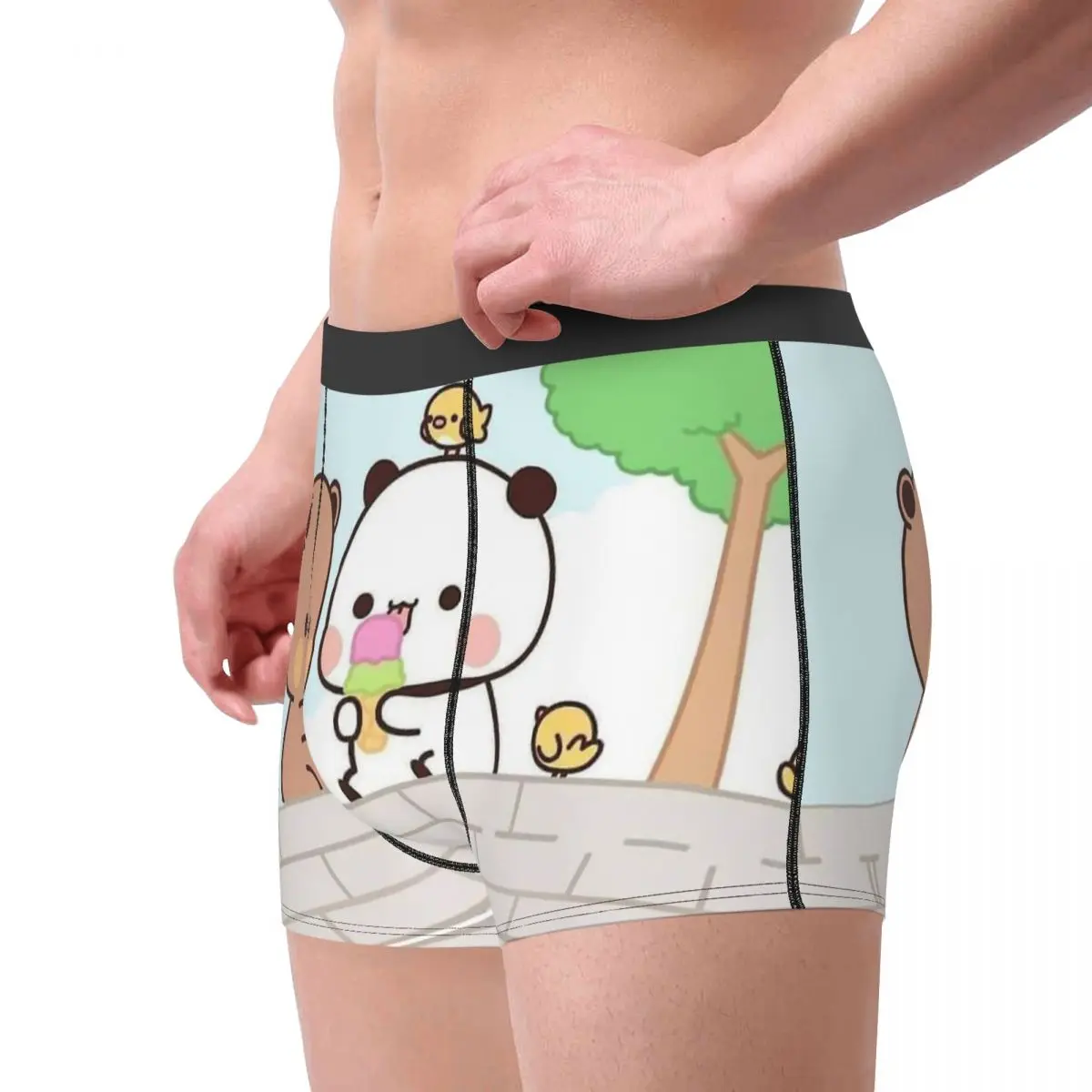 Peach Cat Cute Kawaii Mochi Cats Eating Icecream Underpants Cotton Panties Men\'s Underwear Sexy Shorts Boxer Briefs