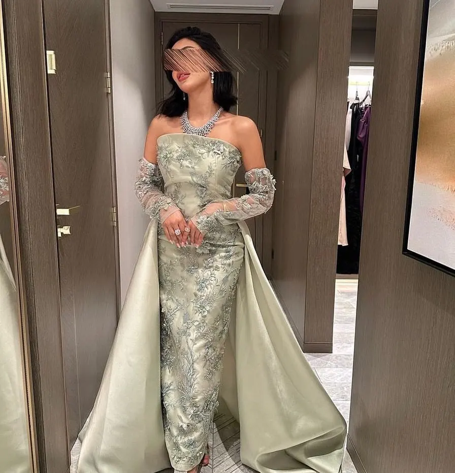 Vestidos de noite sem alças para mulheres, Lantejoulas até o tornozelo, Vestidos de baile de luxo, Arábia Saudita