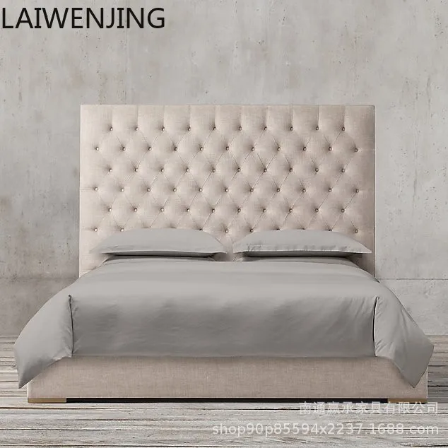 

HLZ rural retro furniture classical solid wood soft bag modern simple fabric bed
