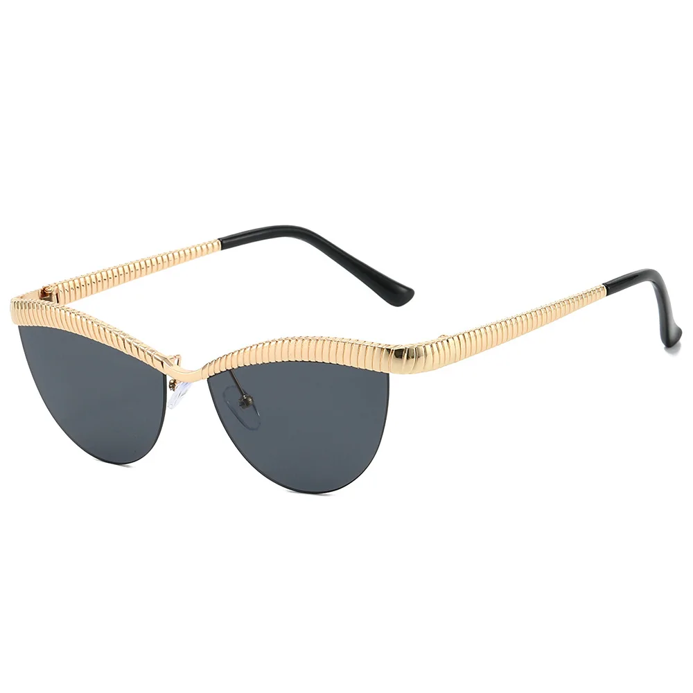 

3810 Metal Cat-eye Sunglasses for Men Women, Fashion Semi-rimless Sun Glasses, Vintage Chic Stylish Personalized Shades 603394
