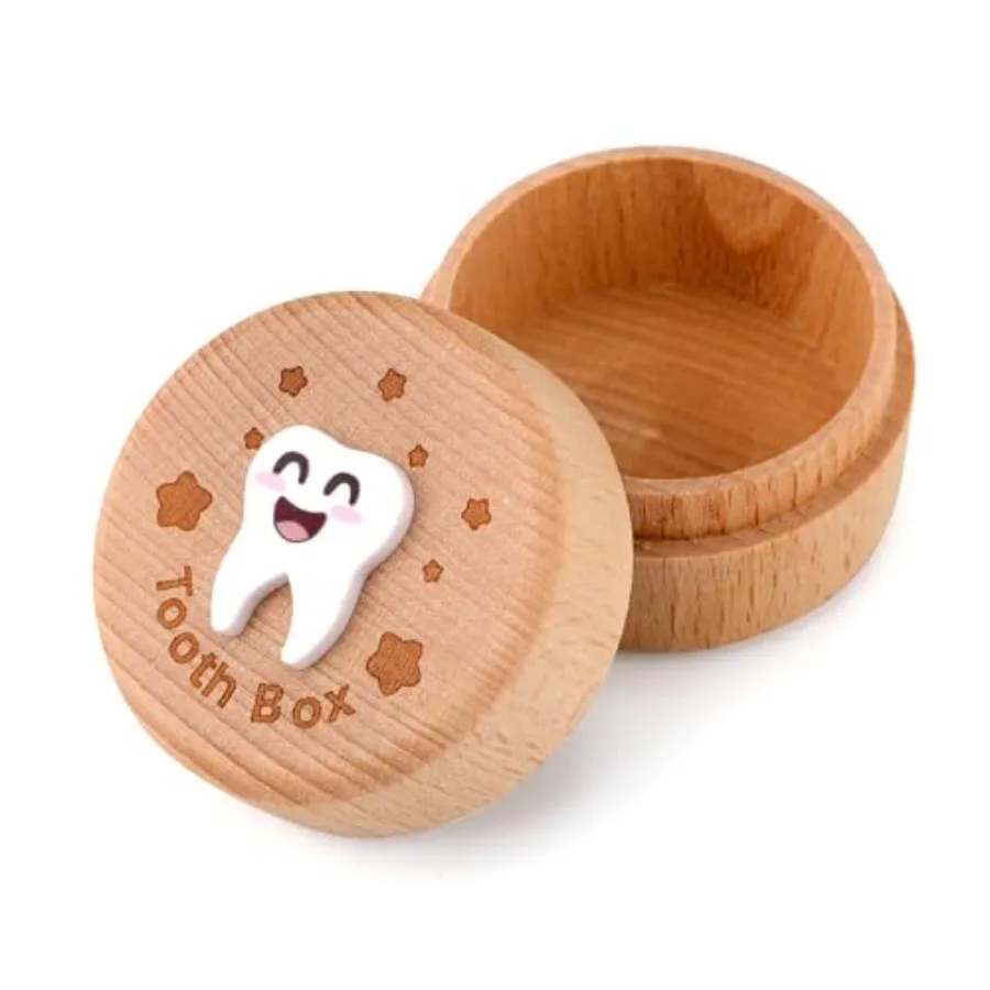 

3D Carved Box, Wood Tooth Storage Box for Lost Teeth Container Cute Tooth Holder for Boys s Birthday Boys