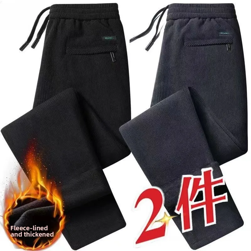 

Men's Corduroy Casual Pants Loose Fit Waist Large Size Workwear Sports Autumn Winter Straight Leg ket Detail Polyester Fiber
