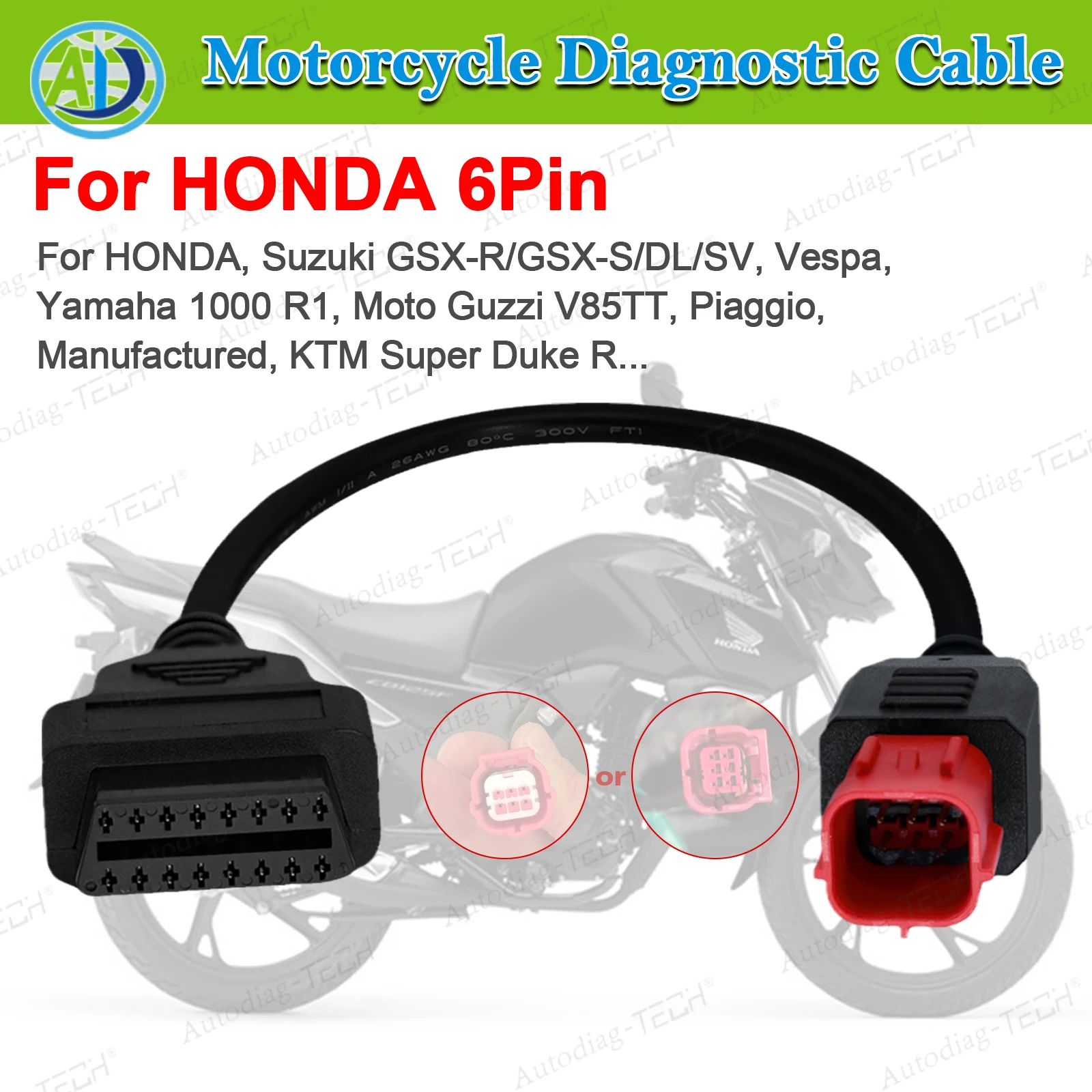 

Для HONDA 4/6-контактный диагностический кабель для мотоцикла Benelli/Suzuki/KTM/MOTO GUZZI/Vespa/Yamaha/Piaggio диагностический разъем адаптера
